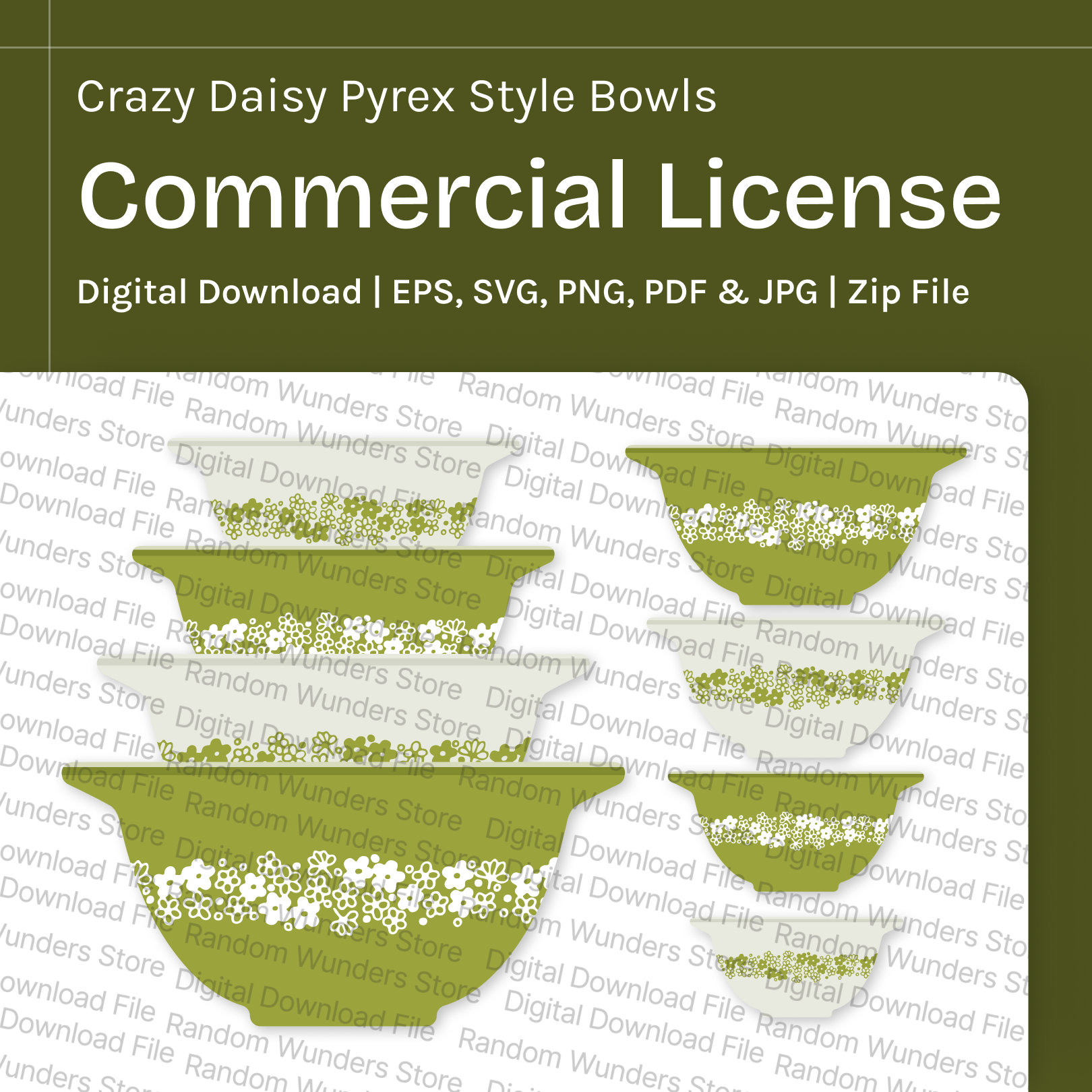 ✴︎デッドストック✴︎Old Pyrex ✴︎片手鍋✴︎オリジナル箱、カタログ、備品付 Vintage Pyrex Bowl With Crazy Daisy Pattern - Digital Download Art