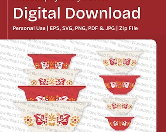 Friendship Bird Pyrex Bowl SVG Digital File Download Vintage Art png eps, pdf, jpg Cricut Design