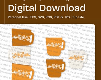 Pyrex Patrón Mariposa Copa de Oro Taza SVG Archivo Digital Descargar Arte Vintage png eps, pdf, jpg Cricut Diseño Ilustración