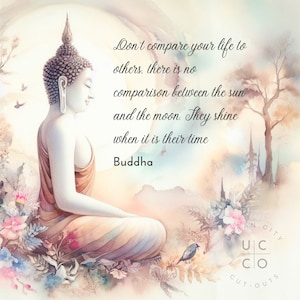 Watercolor Buddha Statue Print | Inspirational Quote (Digital Download)