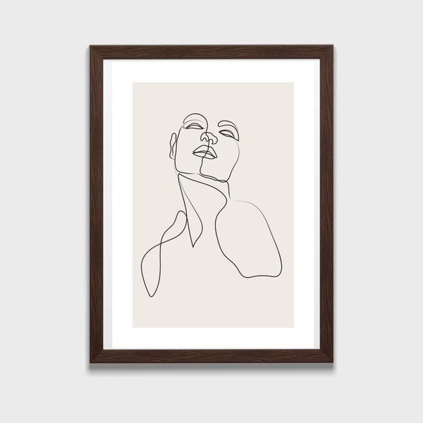 Female Line Art Drawing Wall Art in Neutral Tones | Female Form Images Décor | Instant Digital Download