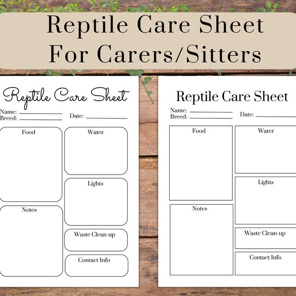 Printable Care Instructions for Reptile Sitters | Downloadable Reptile Care Sheet and Holiday Checklist for Pet Owners and Sitters