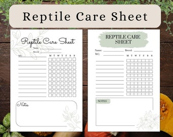 Printable Reptile Care Sheet A4 and A5 Instant Download Snake Health Care Checklist Reptile Feed Schedule Lizard planner