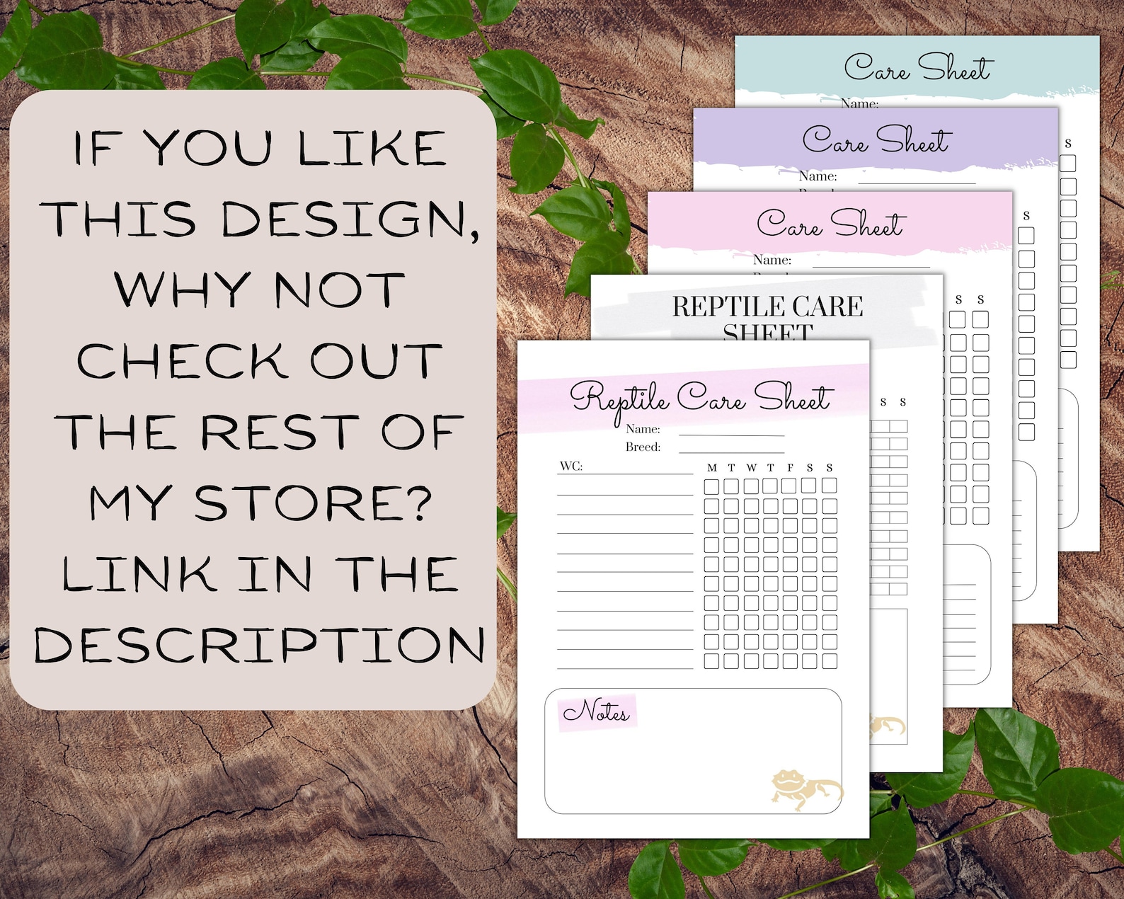 Printable Reptile Care Sheet A4 and A5 Instant Download Snake Health ...