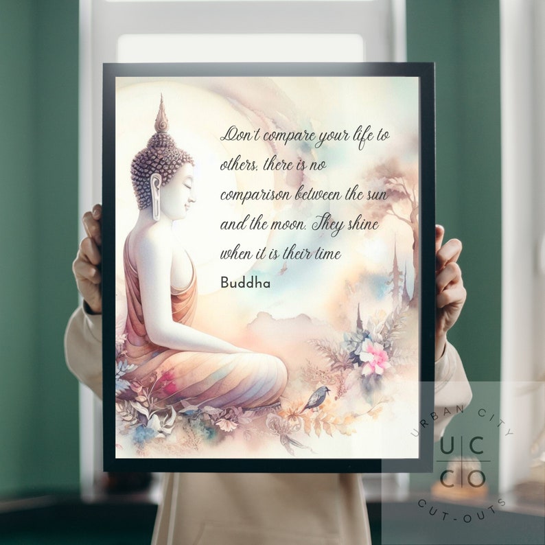 Buddha Statue Wall Art in Watercolor | Buddha Statue With Inspirational ...