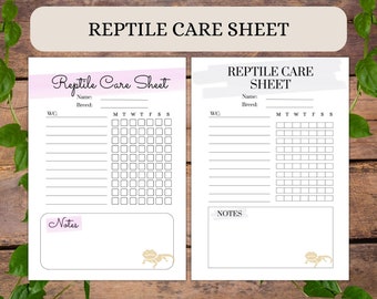 Bearded Dragon Care Sheet Printable, Reptile Tracker (Digital Download)