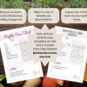 Image showcasing Printable Reptile Care Sheet A4 and A5 Instant Download Snake Health ...