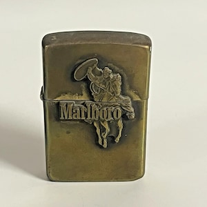 Vintage 1986-88 Zippo Marlboro Cowboy Edition Brass Lighter Rare image 1