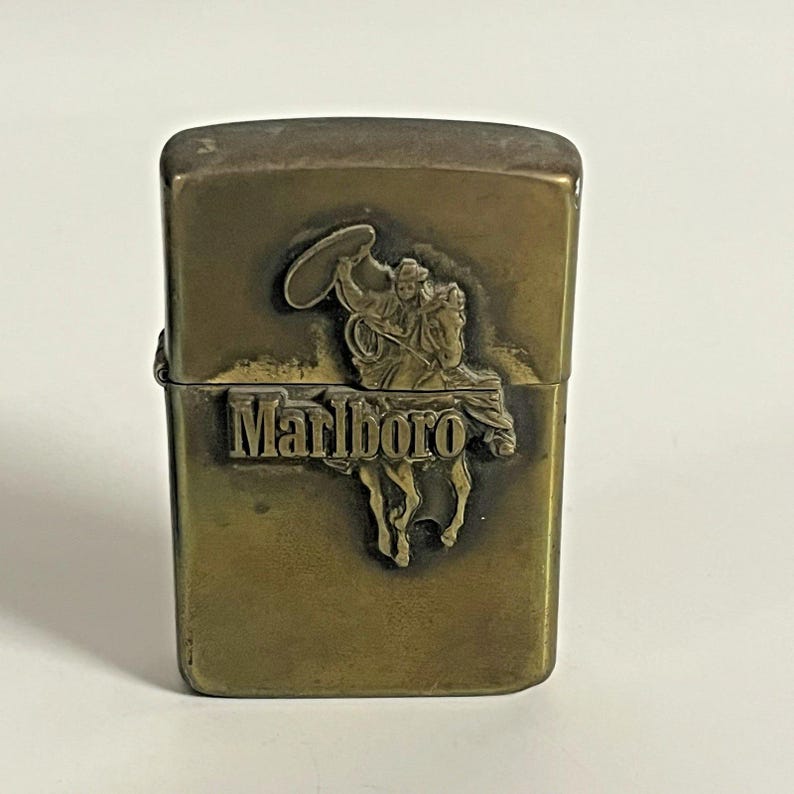 Vintage 1986-88 Zippo Marlboro Cowboy Edition Brass Lighter Rare image 1