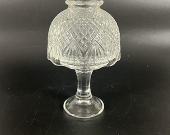 Vintage FAIRY LAMP Partylite Clear Pineapple Fan Diamond Pattern Beautiful