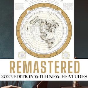 HD GERASTERD Gleason's New Standard Map of the World 2023 - Flat Earth Map Unieke gouden variant museum mat poster of hout + GRATIS downloads