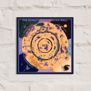 HD The World Beyond The Ice Wall Valonia Amethyst Edition | Platte aardekaart | Premium halfglanzende papieren poster