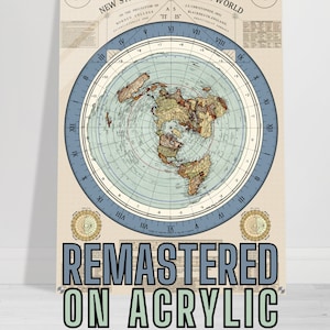 2025 REMASTERED Gleason's New Standard Map of the World - prachtige acrylkunst | Platte aardekaart antiek blauwe variant + GRATIS downloads