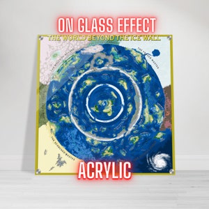 The World Beyond The Ice Wall Satelliet HD acrylkunst | Platte aardekaart met GRATIS digitale download en pdf-boeken Flat Earth