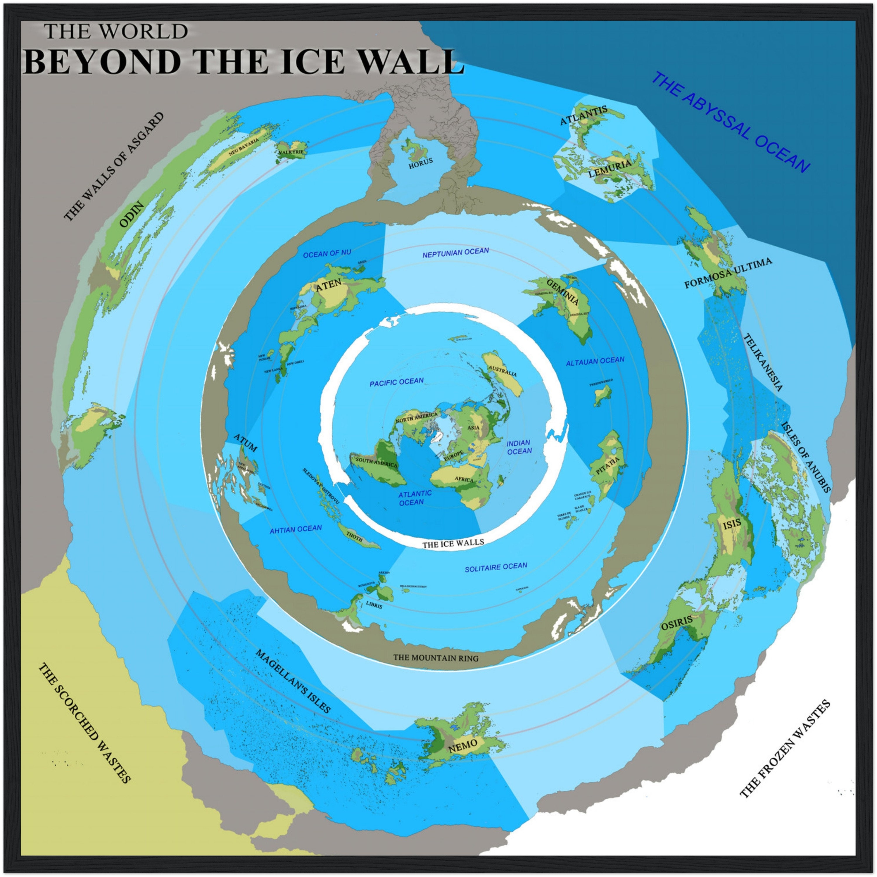 HD the World Beyond the Ice Wall Terrain Flat Earth Map Etsy