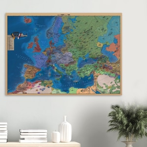 Europa Universalis IV Atemberaubende und hochdetaillierte Karte von Europa A.D 1835, ein archivierender Mattdruck in Museumsqualität