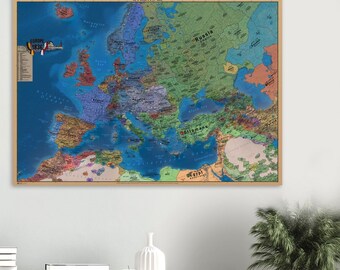 Europa Universalis IV Stunning and Highly Detailed Map of Europe A.D 1835 a Museum-Quality Archival Matte Print