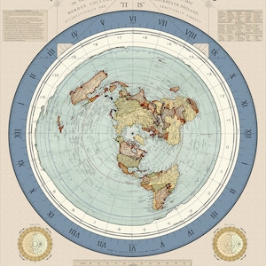 Gleason's Neue Standard Weltkarte 2023 Remastered - Flat Earth Map Digital Download Blaue Variante