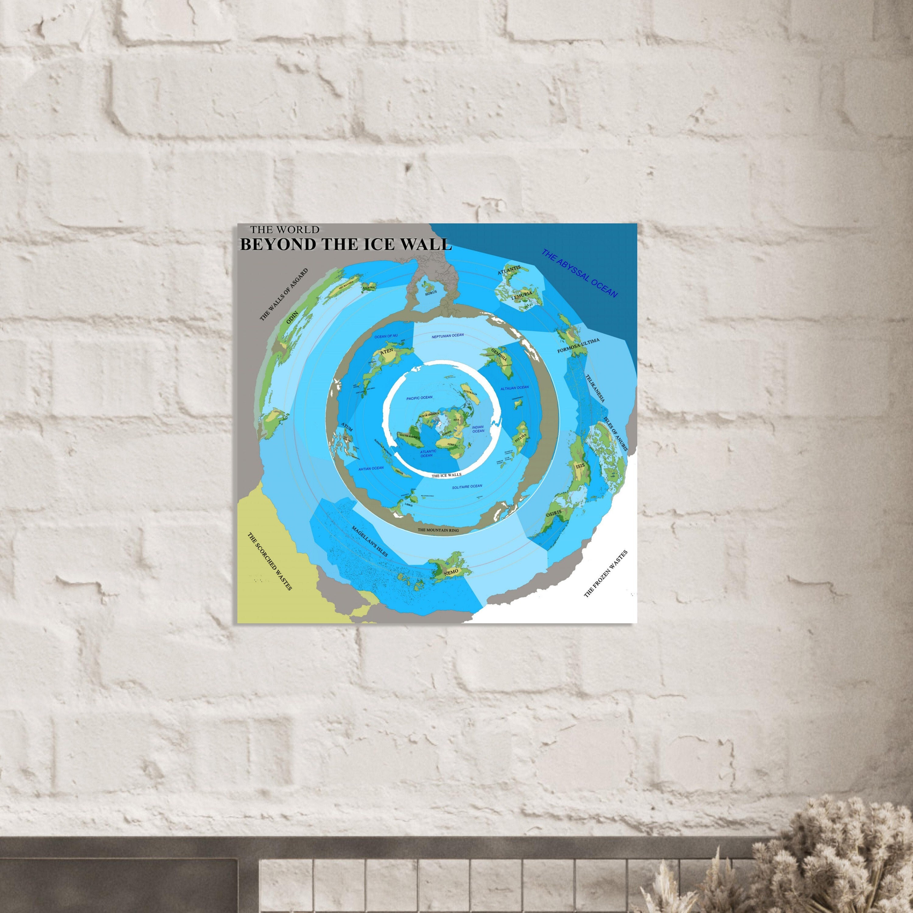HD the World Beyond the Ice Wall Terrain Flat Earth Map Premium Semi 