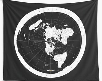 ENORME HD Flat Earth Tapestry Map in bianco e nero per parete o insegnamento / colora i paesi fantastici per i bambini