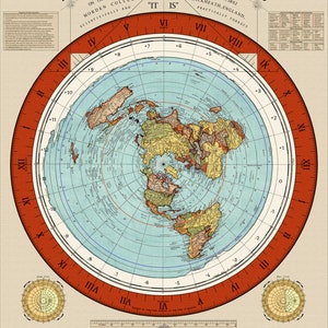 HD GERASTERD Gleason's New Standard Map of the World 2023 - Flat Earth Map Museum kwaliteit rode antieke variant digitale download