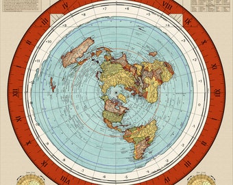 HD REmastered Gleason&#39;s Neue Standard Weltkarte 2023 - Flache Erde Museumsqualität Rot Antike Variante Digitaler Download
