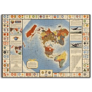 HD ALCOA Azimuthal Equidistante projectie 1943 Platte aardekaart