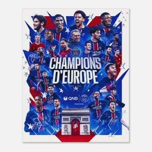 PSG Champions D'Europe UEFA Champions League Winners 2024-25 The Parisians | Les Parisiens | Paris Saint-Germain | Premium Wall Poster