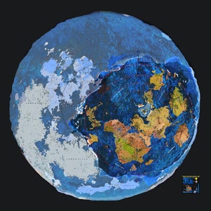 Aardeprojectie Plasma Maan Pangaia Selenografisch Platte aarde Ewaranon | Fysieke, geografische en oceanische wereldkaart digitale download