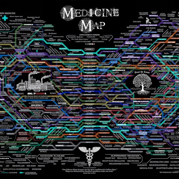 Medicine Map - Holistic vs Pharma HD Poster with FREE HD Instant Download