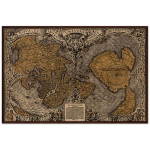 Carte du monde 1531 encadrée - Nova, et Integra Universi Orbis Descriptio par Oronce Fine