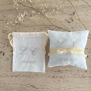 Wedding ring holder cushion, wedding ring cushion and embroidered bag. PACK image 2