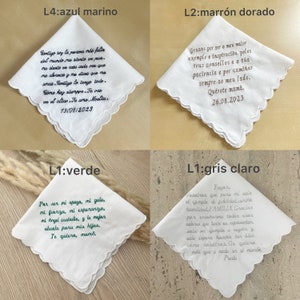 Pañuelo bordado personalizado. Pañuelo para boda, comunión, bautizo. Regalo madre, pañuelo mujer, pañuelo señora, regalo madrina. imagen 5