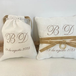 Wedding ring holder cushion, wedding ring cushion and embroidered bag. PACK image 4