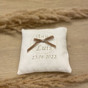 Eternally alliance holder cushion. Personalized embroidered wedding ring cushion. image 3