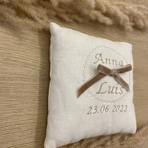 Eternally alliance holder cushion. Personalized embroidered wedding ring cushion. image 4