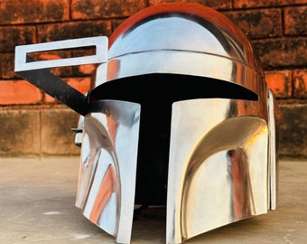 Mandalorian Helmet With Liner - Chin Strap For LARP/Costumes ~ Role Plays Mandalorian Steel STARWARS Cosplay Prop Movie Helmet~ Gift items