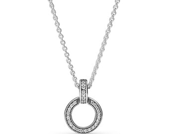 PANDORA Double Circle Pendant & Necklace Upgrade Your Look Effortlessly with Popular Swinging Circle Necklace Affordable 45cm Chain Included