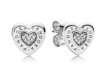 Pandora Logo Heart Stud Earrings ALE S925 Signature: Stunning 'Heart of Love' Silver Stud Earrings for Women 297382CZ