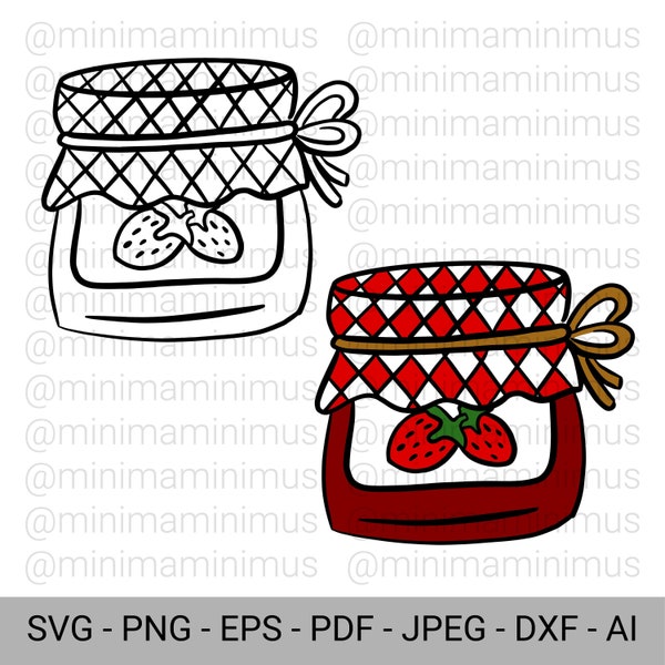 Strawberry Jar of jam, marmalade clipart |Hand made design | Crafting DIY | Cut file for prints, shirts, mugs, cards, bags, Cricut, svg, pdf