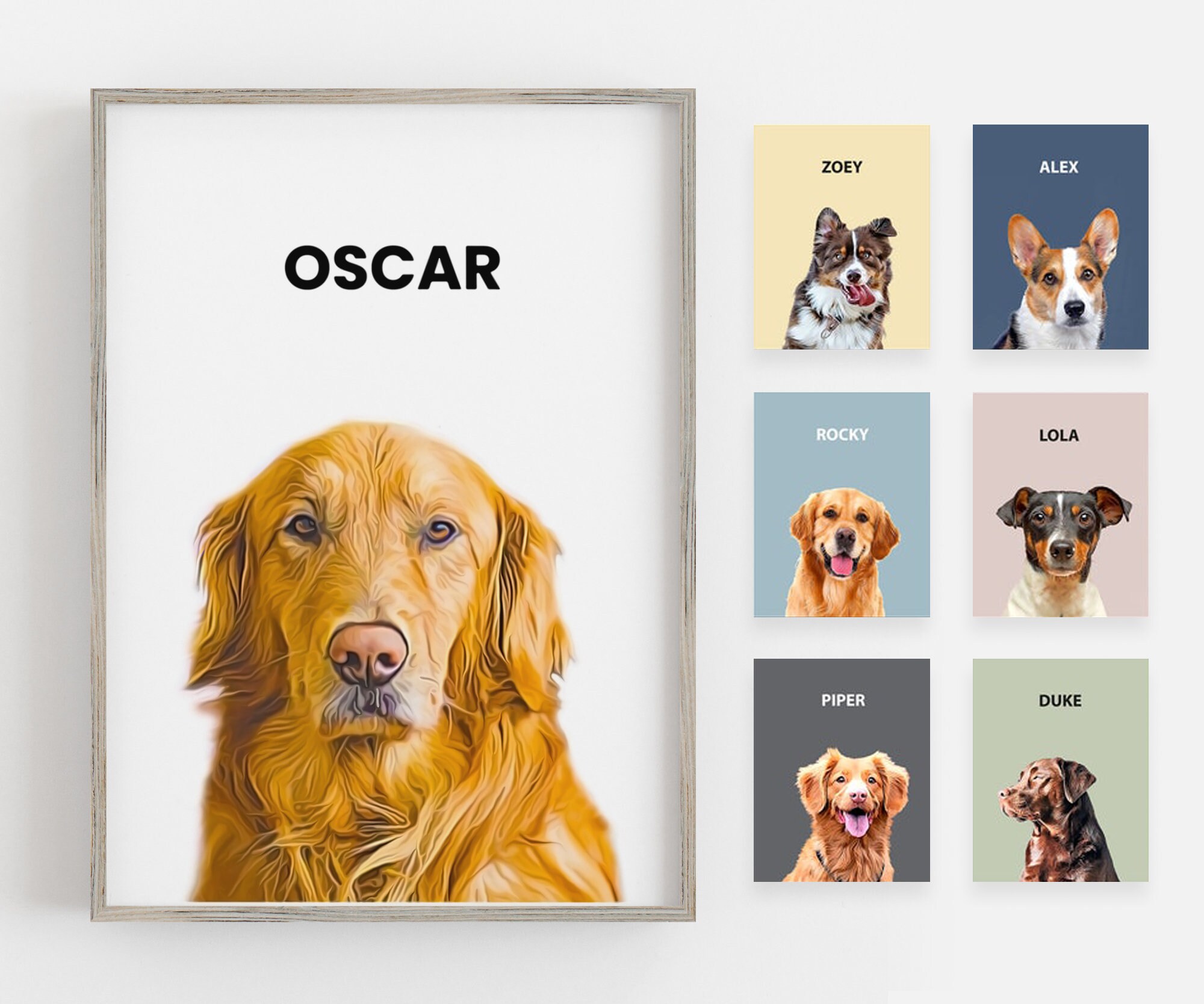 Custom Pet Portrait Personalized Dog Wall Art Pet Dog Wall Etsy