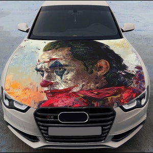 Calcomanía de vinilo a todo color para el capó del coche del Joker, pegatina de villano n.° 4