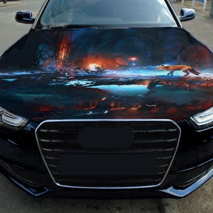 Car Hood Wrap Fox in the Forest Full Color Vinyl Decal Wild Animal Sticker