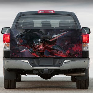 Warrior Girl Tailgate Vinyl Wrap Full Color Graphics Decal Fantasy Trunk Sticker
