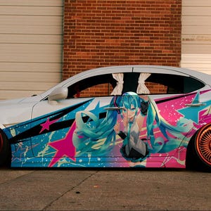 Anime Girl #2 Car Side Wrap Full Color Graphics Vinyl Livery Decal JDM Sticker fit any car