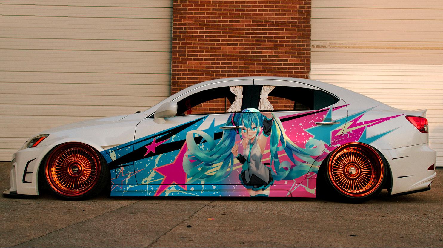 Anime Girl #2 Car Side Wrap Full Color Graphics Vinyl Livery Decal JDM Sticker fit any car