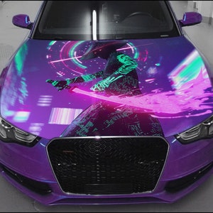 Samurai Car Hood Wrap Full Color Vinyl Decal Futuristic Warrior Sticker