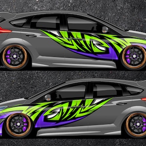 Tribal Car Side Wrap Full Color Graphics Vinyl Livery Decal Racing Stripes Sticker fit any car