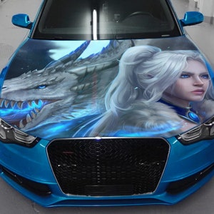 Car Hood Wrap Dragon & Girl Full Color Vinyl Decal Fantasy Sticker #15