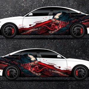 Venom Jaws Car Side Wrap Full Color Graphics Vinyl Livery Decal Antihero Sticker fit any car